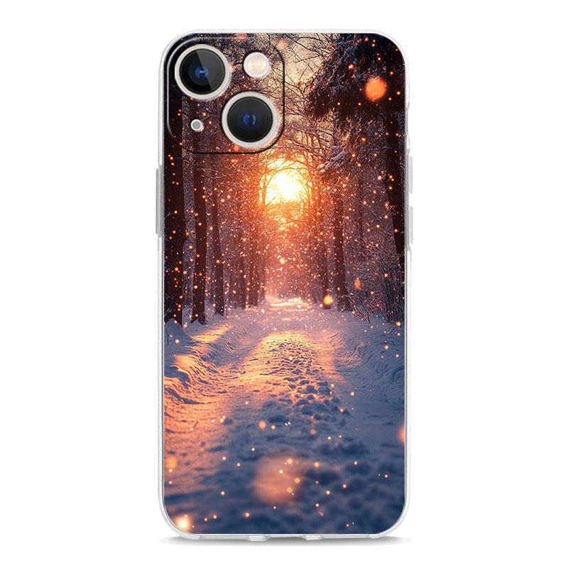 Phone Case For iPhone 16 Cases iPhone 15 12 13 14 16 Pro Max X XR XS Max 15 Plus iPhone11 Cover Landscape Winter Light Snow
