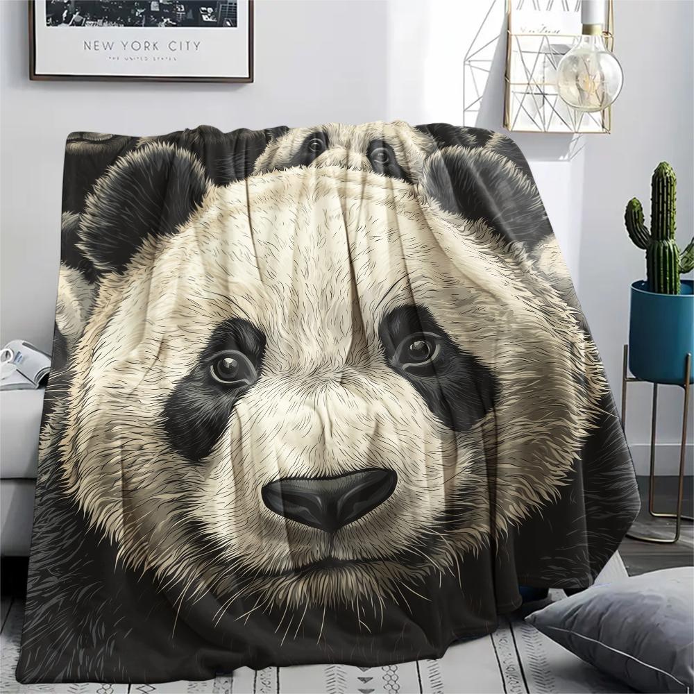 Panda Pattern Flannel Blanket, High Quality Comfortable for All Seasons, Home Decor, Warmth and Comfort, Perfect for Gifts.