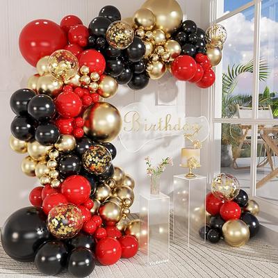 Black Red Balloons Garland Gold Confetti Latex Balloon Arch Kit Graduation Wedding Birthday Party Baby Shower Decoration Globos