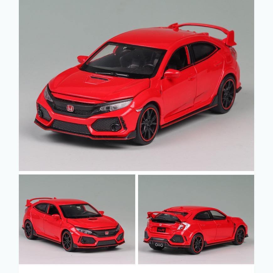 1:32 Scale 2017 Honda Civic Type-R Diecast Model Car Toy with Doors Open Light and Sound for Kids Boys Girls Adults Men Collection
