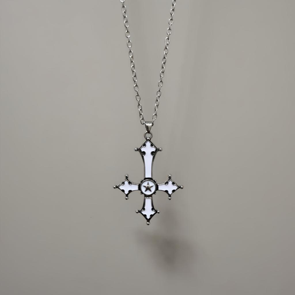 Bloody Red Gothic Inverted Cross Pendant Punk Style Necklace For Women