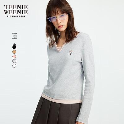 Women's Faux 2-Piece Henley Long Sleeve T-Shirt