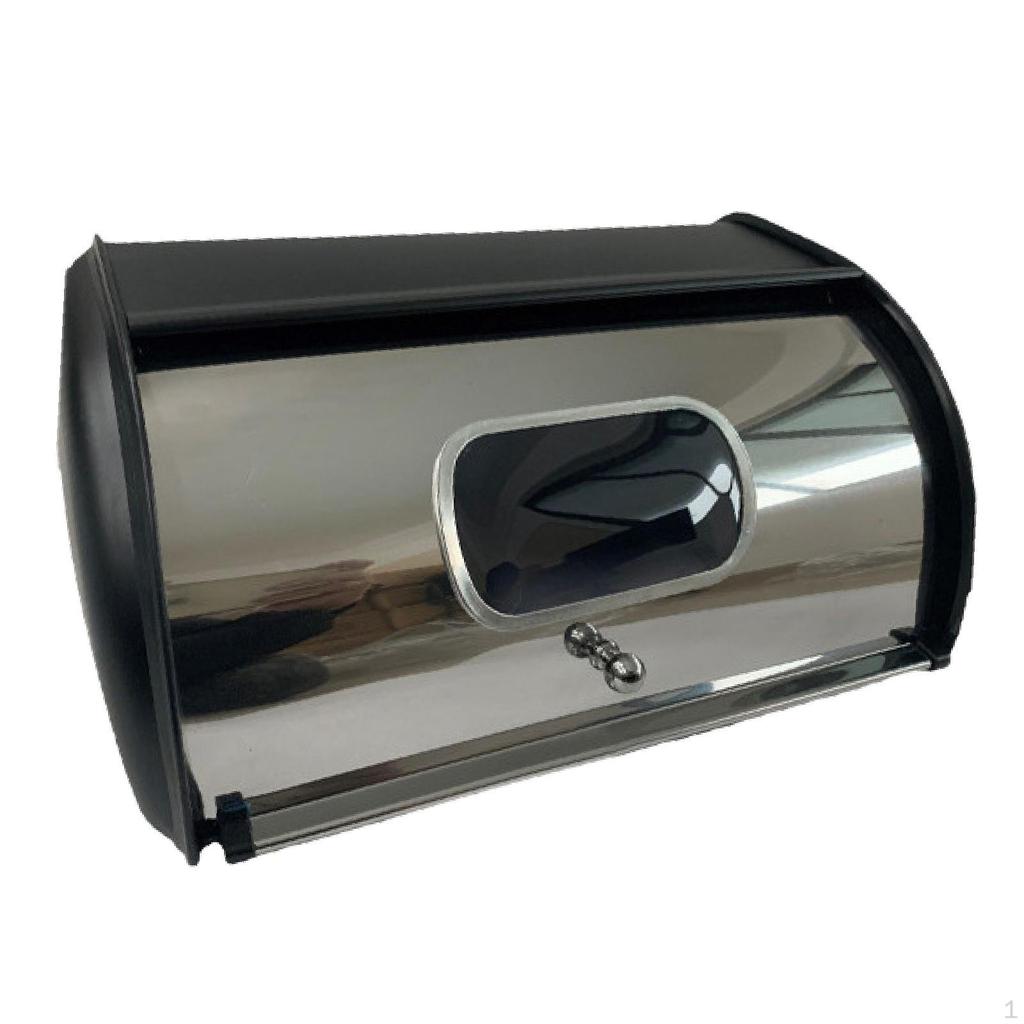 Bread Bin with Roll Lid Box Rustic for Countertop, Keeper Farmhouse, Coffee Shop