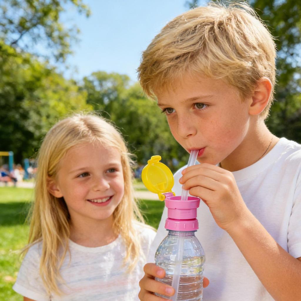 2 in1 Portable Leak-Proof Water Bottle Toppers With straw Universal Drinking Caps Reusable Bottle Lids for Juice Home Outdoor