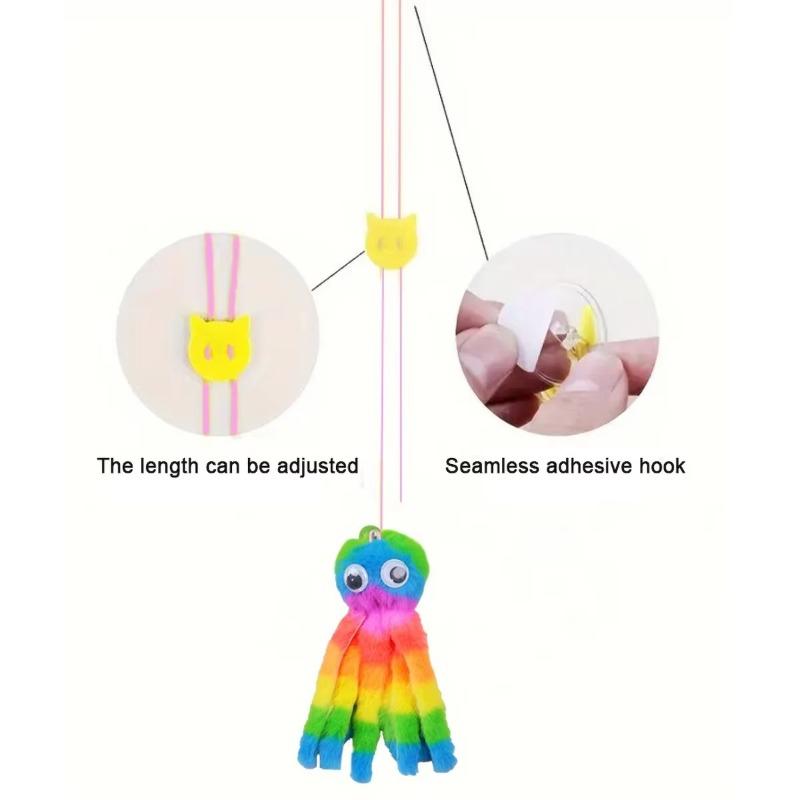 Adjustable Sound Octopus Cat Toy Mint Plush with 1.5ft Elastic Rope Interactive Pet Supplies for Cute Design Cats Playing Toy