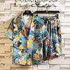 Erkek Set Kısa Kollu Hawaii Gömlek ve Şort Yaz Rahat Çiçek Gömlek Plaj Iki Parçalı Takım Elbise Moda Erkek Setleri