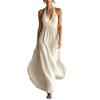 Women Neck Sleeveless Maxi Dress Long Flowy A Line Casual Summer Beachwear Lightweight Fabric Elegant Style