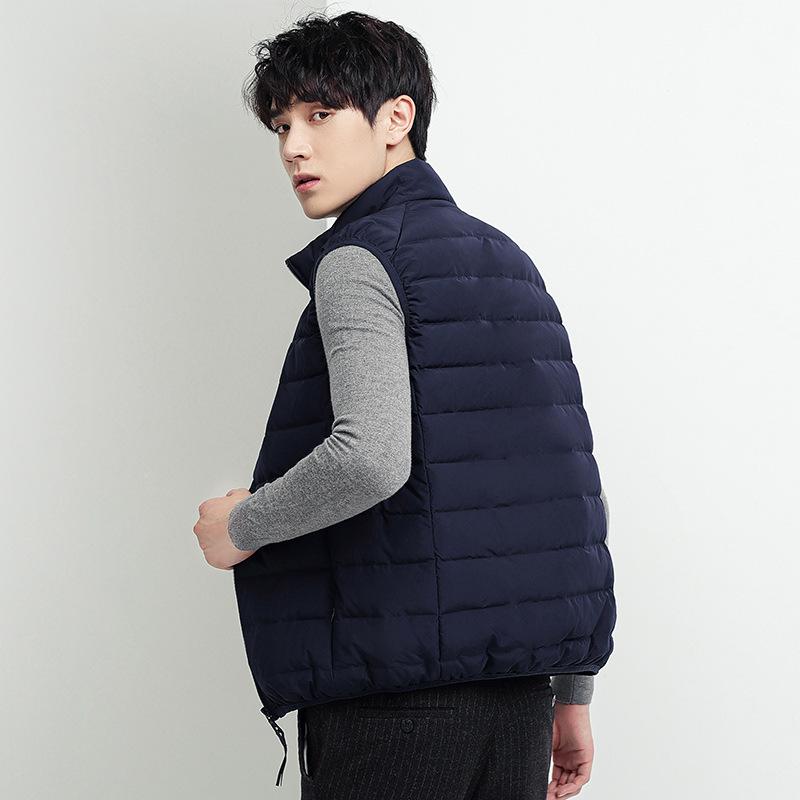Vest Men's 90% High Down Down Autumn New Korean Style Trendy Simple White Duck Down Solid Color Stand Collar Vest Jacket