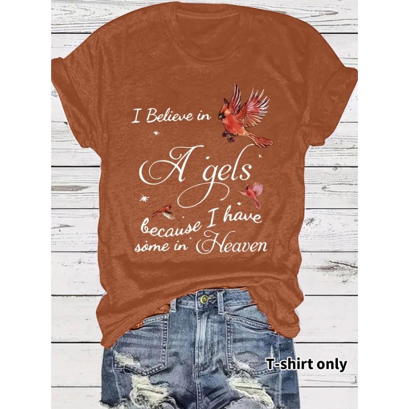 Damen Neues Sommer Rundhals Kurzarm T-Shirt Inspirierender Slogan-Druck Bequemes T-Shirt