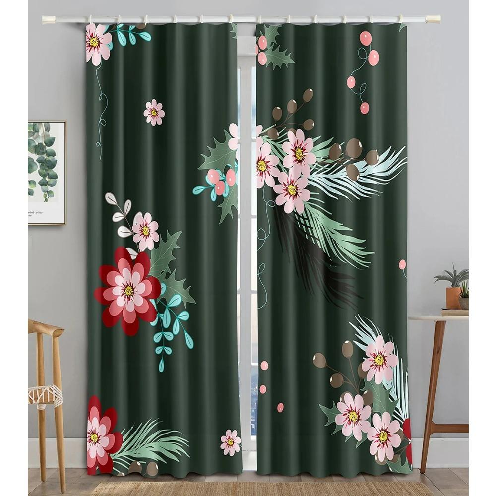New Cheap Pink Flower Fish Green Peacock Curtain Bedroom Hotel Window 2 Panel High Shading New Fashion Various Color Pattern