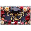 Grad Party Backdrop Gold Glitter Congrats Grad Display Congratulation Display Colorful Peonies Academic Background For Grad