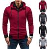 Men's Casual Slim-Fit Contrast Color Hooded Cardigan Sweatshirt Thin Jacket