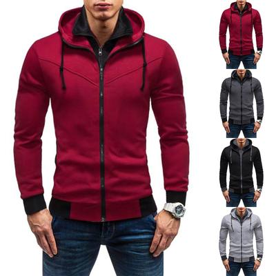Herren Casual Slim-Fit Kontrastfarben Kapuzen-Cardigan Sweatshirt Dünne Jacke
