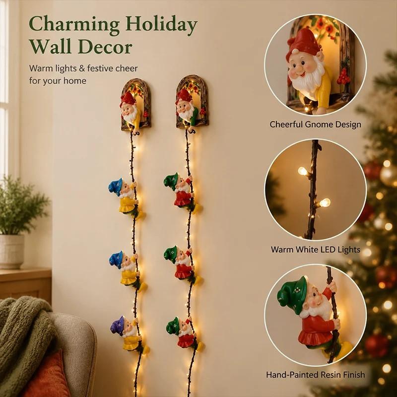 Glowing Christmas Door Hanger Festive Wall Decor Wooden LED Light Ornament