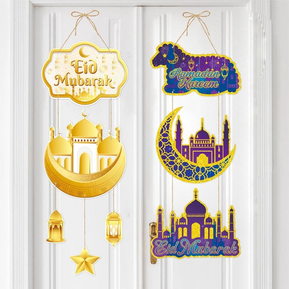 

Gold Purple Blue EID Mubarak Door Hanging Paper Eid al-Fitr Party Decor Home Decor B