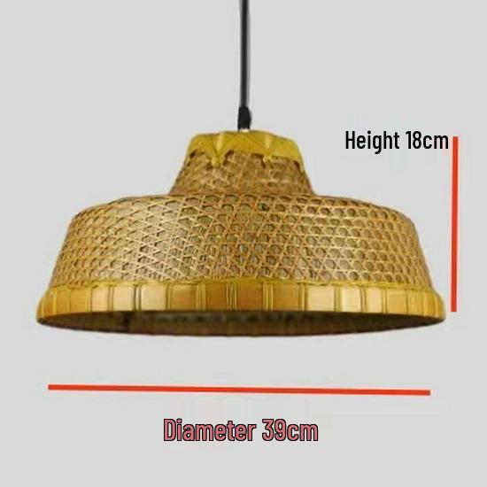 Retro Chinese Bamboo Pendant Light: Nostalgic Straw Hat Design for Hot Pot and Local Cuisine Restaurants