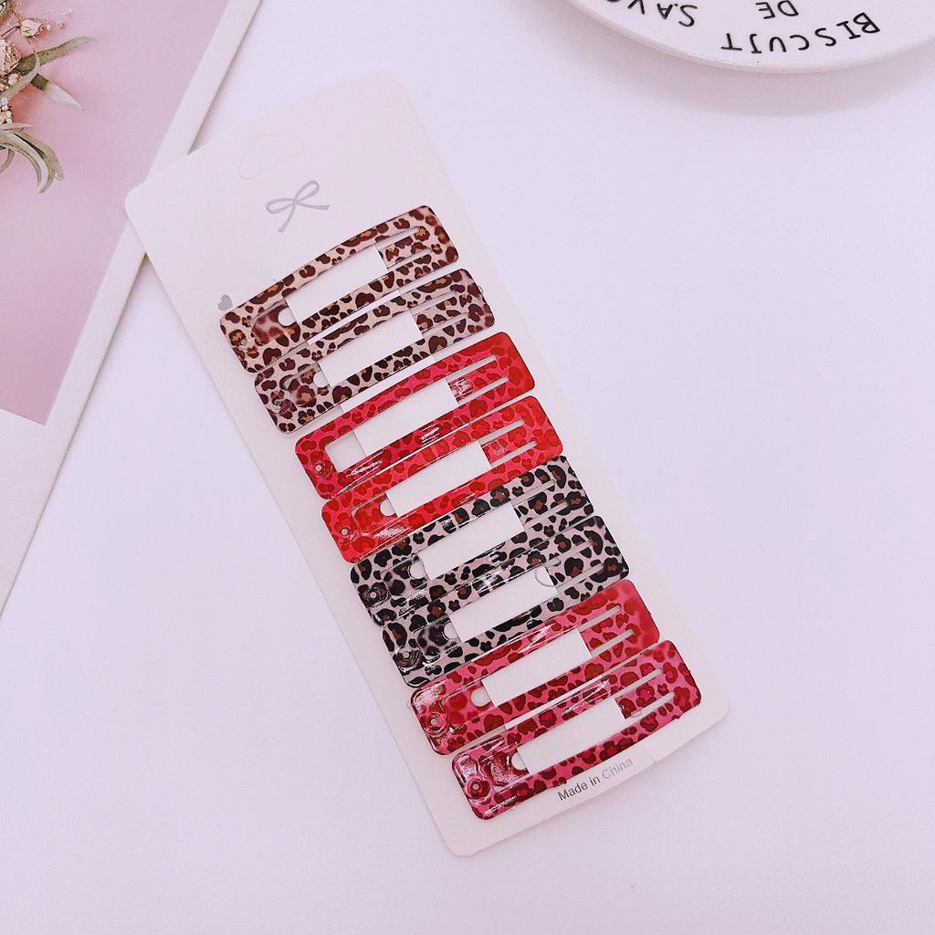 8pcs Leopard Print Hair Clips for Women Girls Geometric Cute Star BB Clips Bangs Hairpins Y2K Clips Headdress Hair Accessories