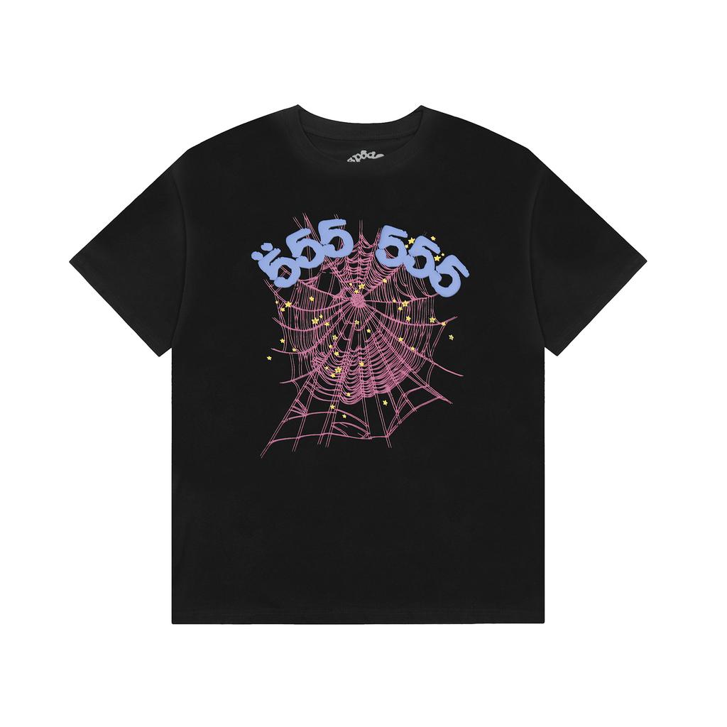 2025 European and American Trend Sp5der New 555555 Phobia NY Spider Web Letter Cotton Couple Short
