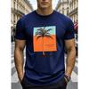 Creative Fun Colorful Pattern Print Short Sleeve T-shirt Summer Comfortable Fashionable Breathable Casual Versatile Sports Men's Cotton T-shirt