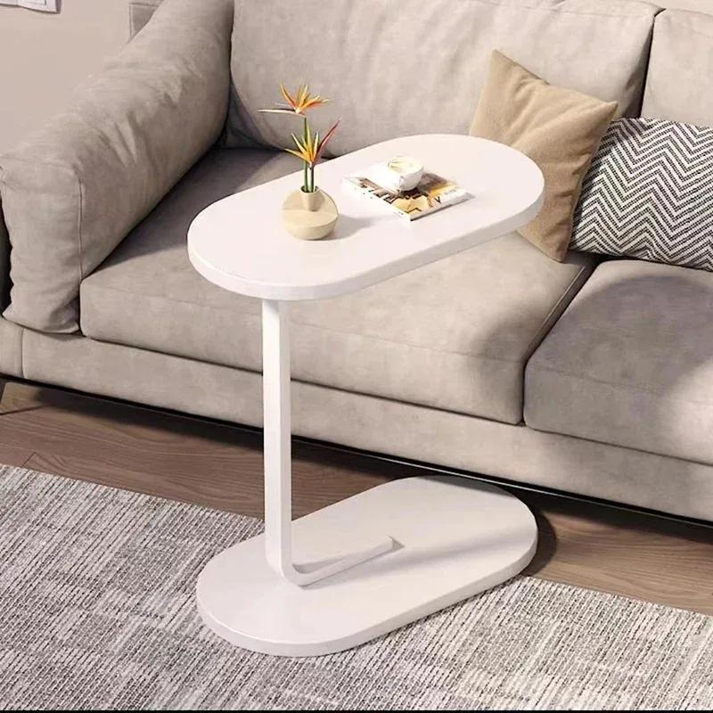 C Shaped Side Table Modern Light Luxury Style Small Coffee Table Small TV Tray Table for Room Portability Small Side Table