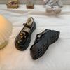 Queen Fan Black British Style Platform Small Leather Shoes Women's 2025 New Autumn Height Increasing French Love Single Shoes
