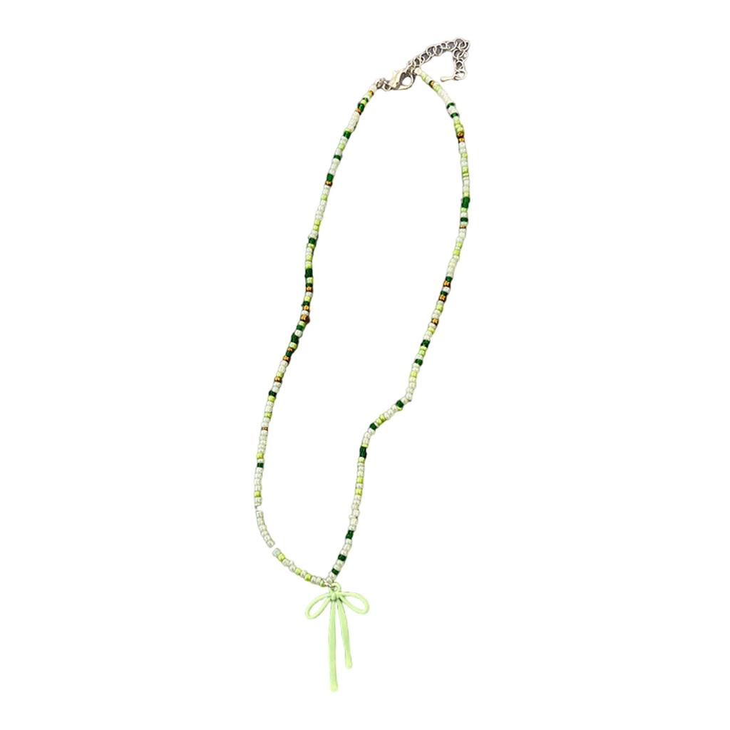 Delicate Bowknot Clavicle Chain Colorful Beaded Butterfly Bow Collar Necklace Jewelry Clavicle Chain for Women Girls