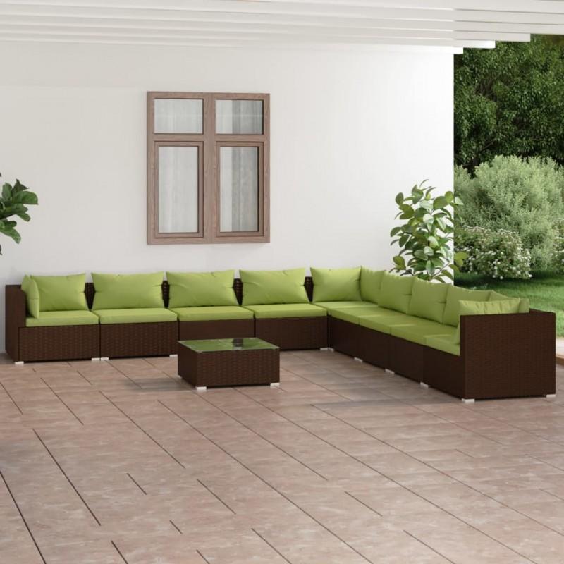 Day and Night - Day and Night Garden Furniture Set 10 Pieces and Brown Synthetic Rattan Cushions