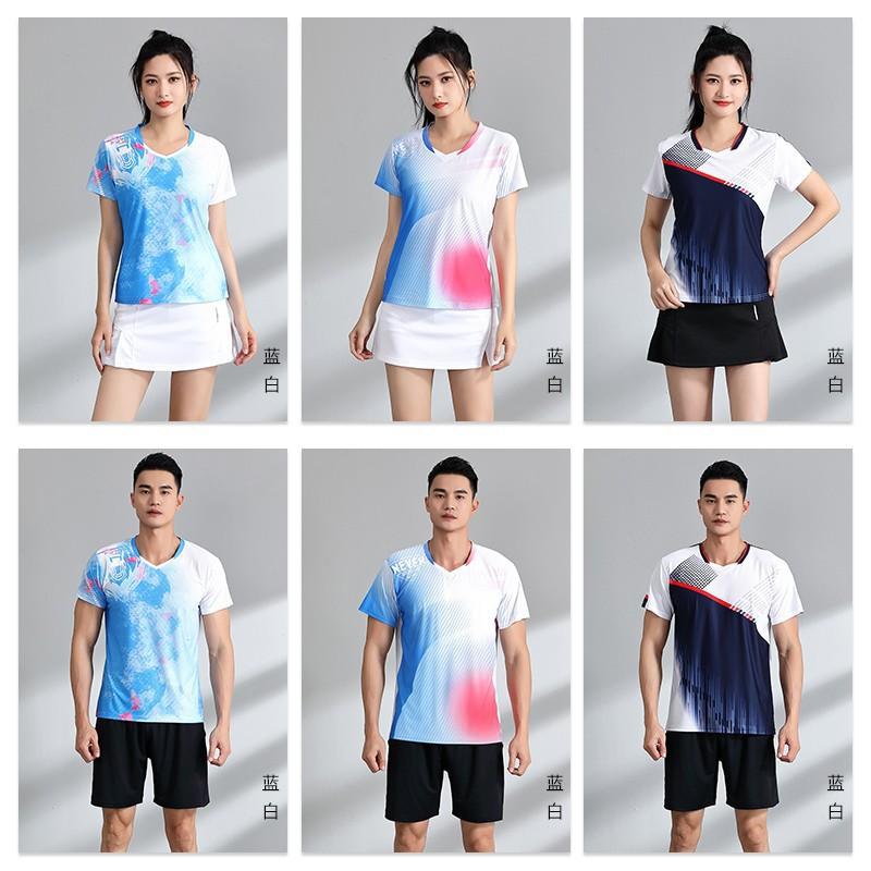 Short Sleeve Badminton Shirts Set Breathable Sports Training Jersey Men Women Table Tennis