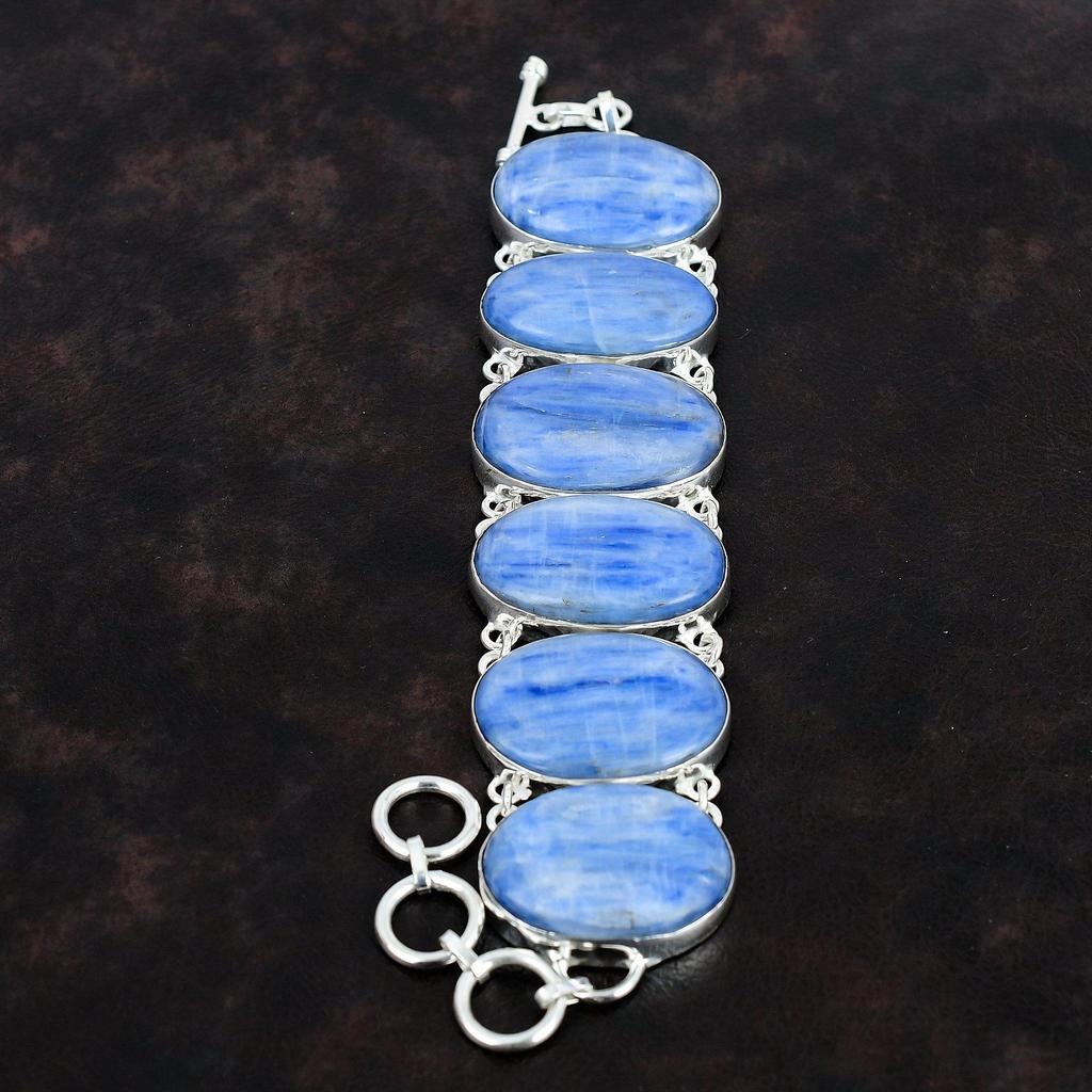 Kyanite Gemstone Bracelet 925 Sterling Silver Bracelet Adjustable Chain Bracelet Handmade Silver Jewelry Gift For Men Latest Design Bracelet