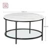 VASAGLE LCT071B13 Coffee Table, Living Room Table, Sofa Table, with Glass Top, Large Storage Space, Easy Assembly, Modern Style, White Marble Effect