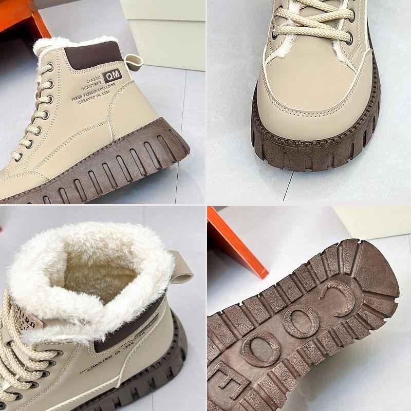 Fashion 2024 Winter New Ins Korean Version of High-top Velvet Boots for Female Students Thick-soled Casual Warm Shoes KT-2509