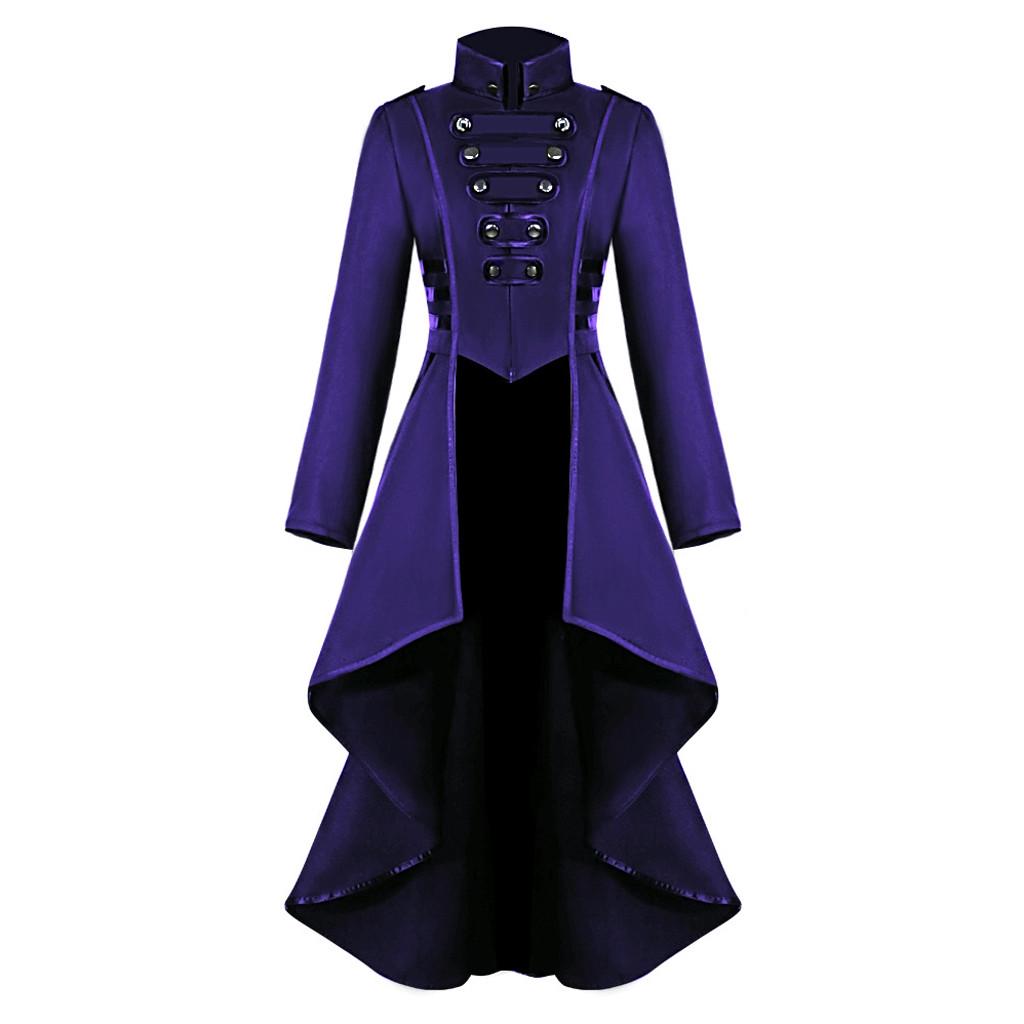 Women Gothic Steampunk Button Lace Corset Halloween Costume Coat Tailcoat  Jacket