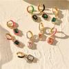 HECHENG, Rainbow Colorful Enamel Hoop Earrings Charm Luxury Rectangle Zirconia Ear Buckles For Women Zircon