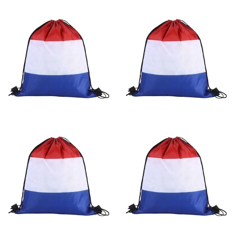 Pack Of 4 Durable Polyester Drawstring Bags With Tournament Flags Football Fan Gift For Party Favors And Sports Event