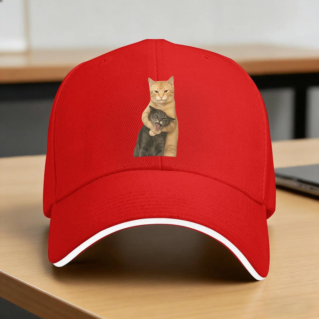 Funny Hug Cats Sun Baseball Cap Summer Couple Women  Design Trucker Hat High Quality Classic Tennis Skate Baseball Caps