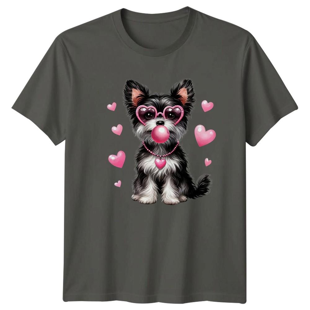 Dog With Heart Sunglasses Bubblegum Dogs Animals Unisexs TShirt Unisexs Tee Graphic S