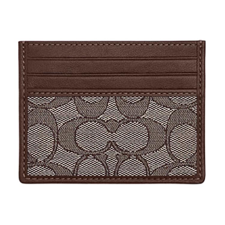 Coach Classic Monogram Leather Fabric Card Holder Men Accessories Oak Maple CU117-S8W Oak Vs Maple