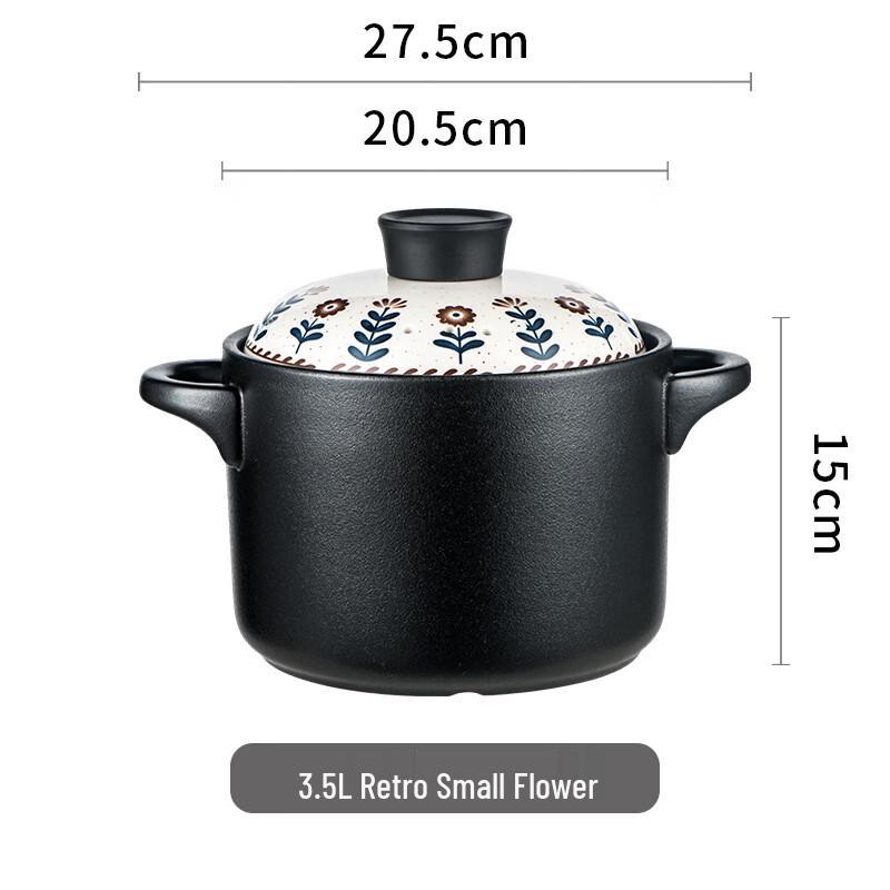 Handun Retro Floral Ceramic Casserole Pot