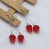 1 Pair of Red Cherry Skull Earrings with Hanging Rings, Gothic Acrylic Halloween Party Earrings, Men's and Women's Jewelry Gifts