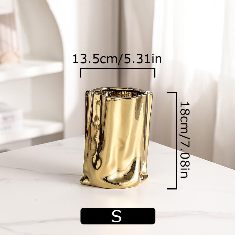 1PC Gold Plated Vase Creative Flower Vase Luxury Aesthetic Room Decoration Ornament for Living Room 3 Sizes