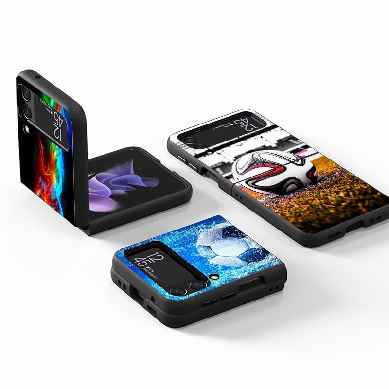 Football Soccer Ball Design Z Flip 7 Phnoe Case For Samsung Z Flip 6 5 4 3 5G Galaxy ZFlip7 ZFlip4 ZFlip5 ZFlip6 ZFlip3 Phone Co