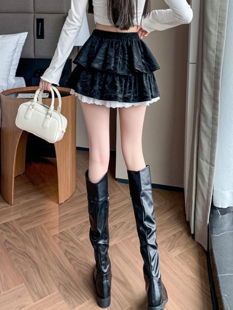 Women Pink A-line Pleated Skirt Vintage Fashion 90s Aesthetic Y2k Mini Cake Skirt Harajuku Korean Lolita Skirt 2000s Clothes