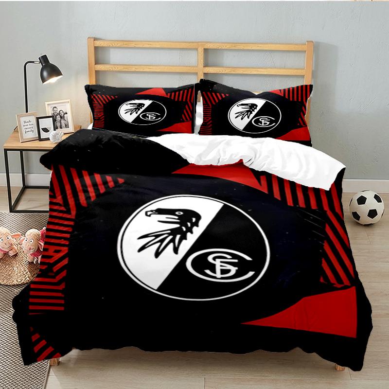 3PCS Eagle Symbol Frei-burg Football Bedding set,Ideal for1pc Duvet Cover And 2pcs Pillowcases Perfect for Christmas gift,Ideal for Bedroom,Dormitory