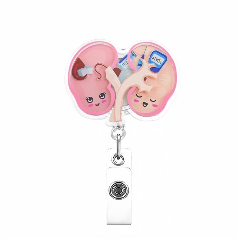 1 Stück Neues Design 1 Stück Shaker Acryl Einziehbar Krankenschwester Ausweisrolle Anime Herz Lunge Zähne Arzt Namensschild Ausweishalter Clip