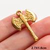 6pcs Tools Pendant Sword Gun Axe Real Gold Plated Stainless Steel Charms For Jewelry Making Necklace Keychain Handmade Material