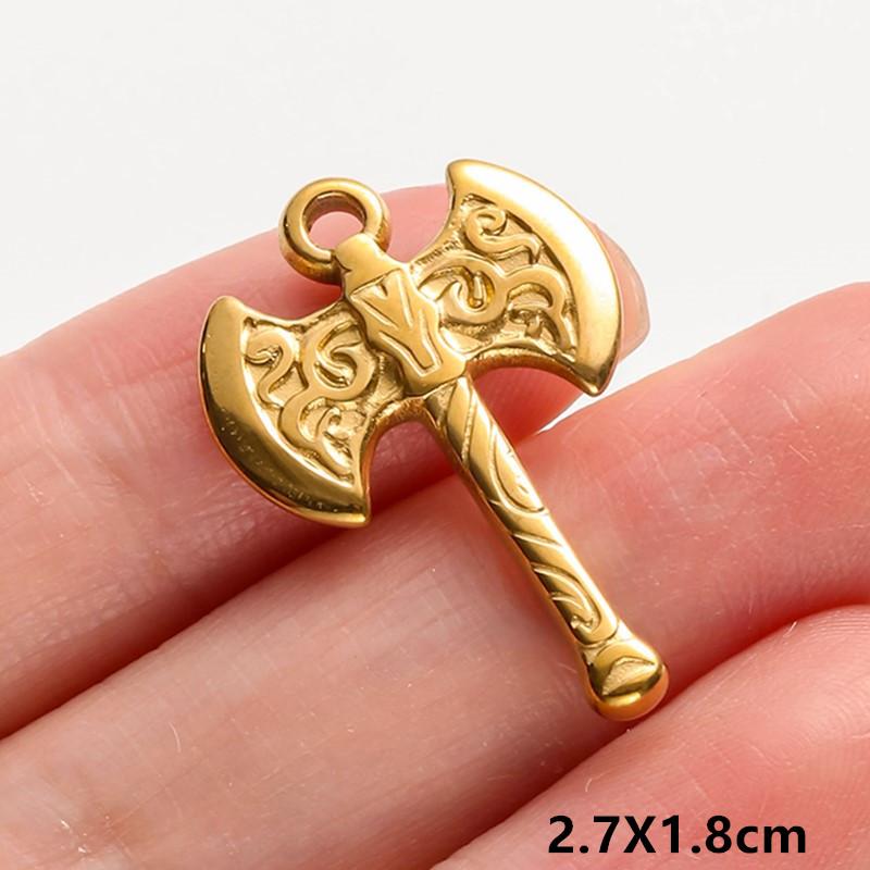 6pcs Tools Pendant Sword Gun Axe Real Gold Plated Stainless Steel Charms For Jewelry Making Necklace Keychain Handmade Material
