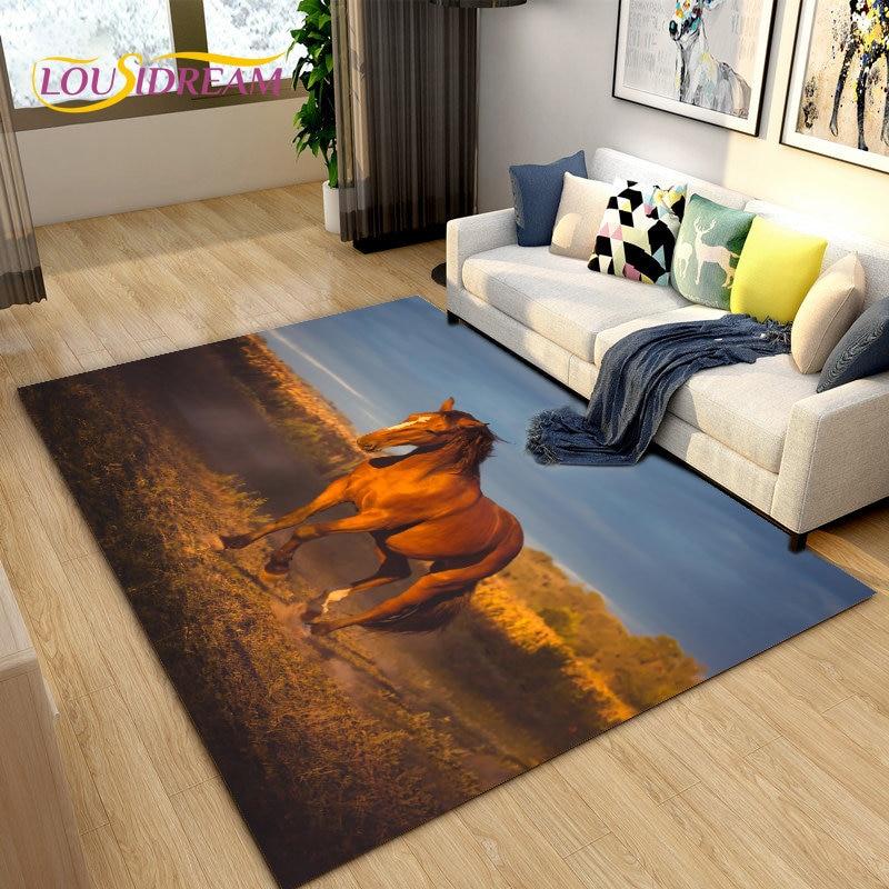 3D Animal Pentium Horse Area Rug,Carpet Rug for Living Room Children's Room Decoration,Kids Play Crawling Non-slip Floor Mat