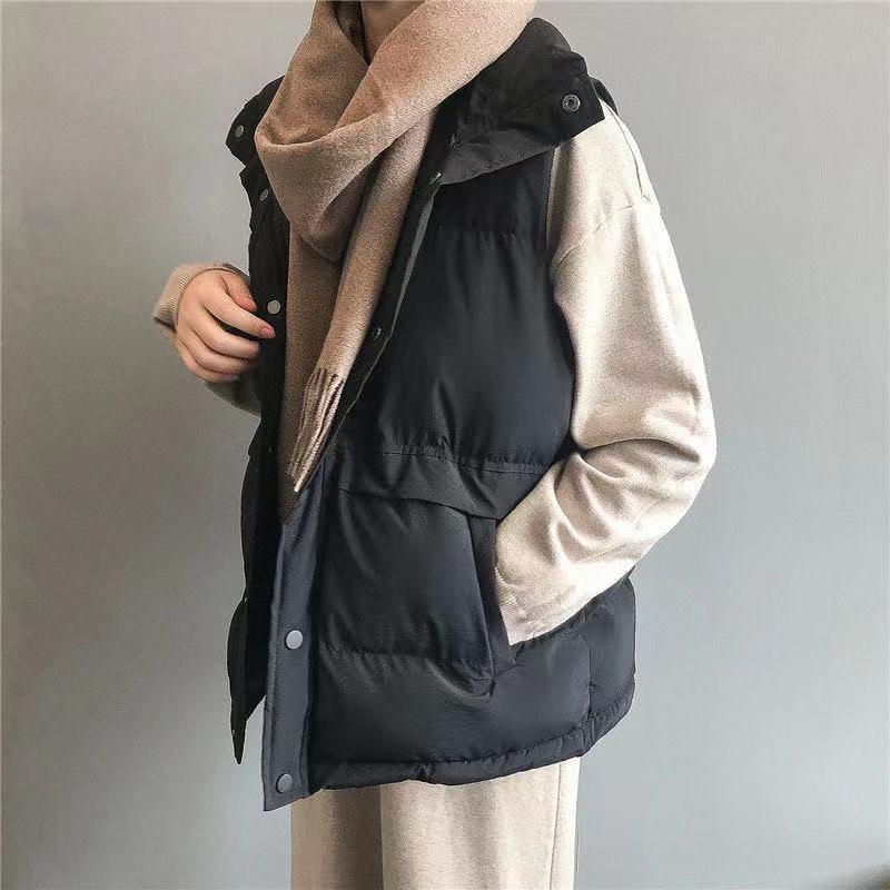 

2025 Fall/Winter Women s Korean Loose Cotton Waistcoat: Versatile Sleeveless Vest Jacket XL (Recommended 120-135)
