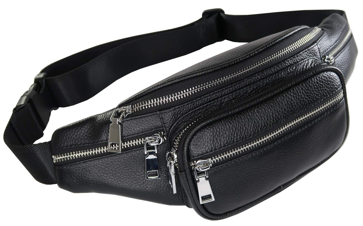 

GRACTAKE Waist Bag Waist Pouch Genuine Leather Many Pockets WB181 Men s (Black) чорний