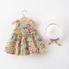 Children's Bow Princess Dress Send Hat Girl's Beach Dress